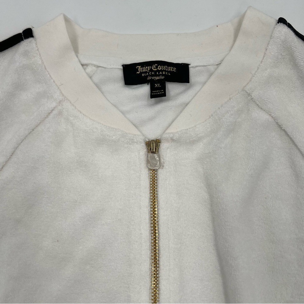 Juicy Couture Black Label White Microterry Track‎ Jacket Racer Stripe XL NWT - Picture 5 of 15